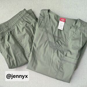 DICKIES Scrubs Gen Flex Men's V-Neck Scrub Top & Pants in Olive Size XL